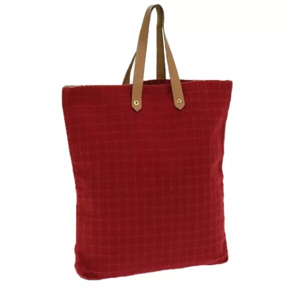 HERMES Amedaba GM Tote Bag Canvas Red Auth - Picture 1 of 13